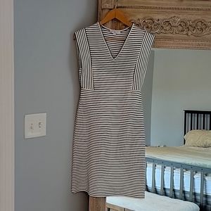 Derek Lam size 40 black and white stripe fitted dress